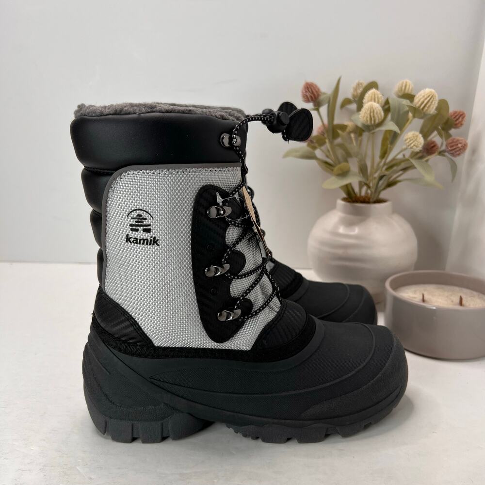 Kamik Luke 3 Winter Snow Boots Light Gray/Black Kid's 5
